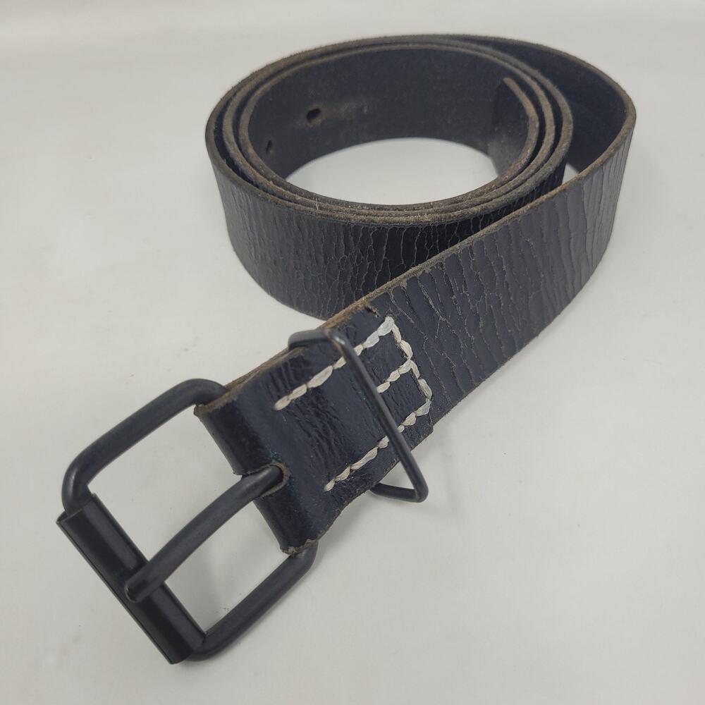 Gap Belt Mens‎ 36 Black Leather Contrast Stitch Utility Industrial Rugged Casual